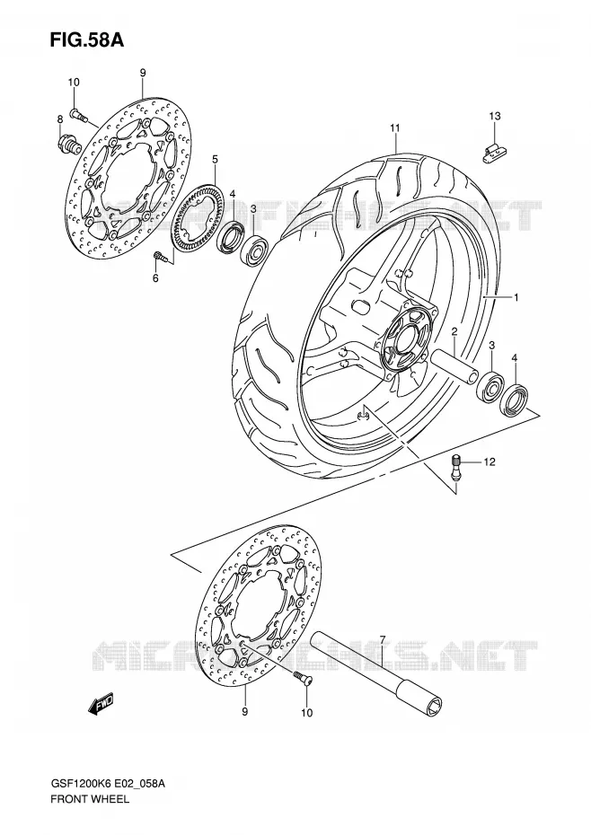 ROUE AVANT (GSF1200AK6/SAK6) Suzuki MOTO 1200 BANDIT-S 2006  GSF1200SK6(E2)
