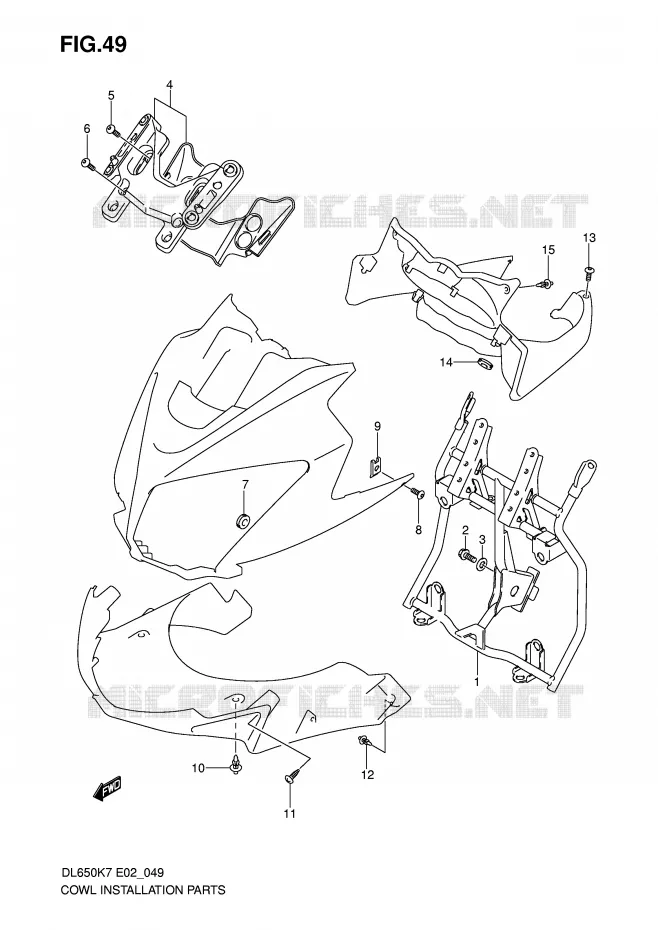 SUPPORT CARENAGE AVANT Suzuki MOTO 650 V-STROM 2009  DL650K9(E2)