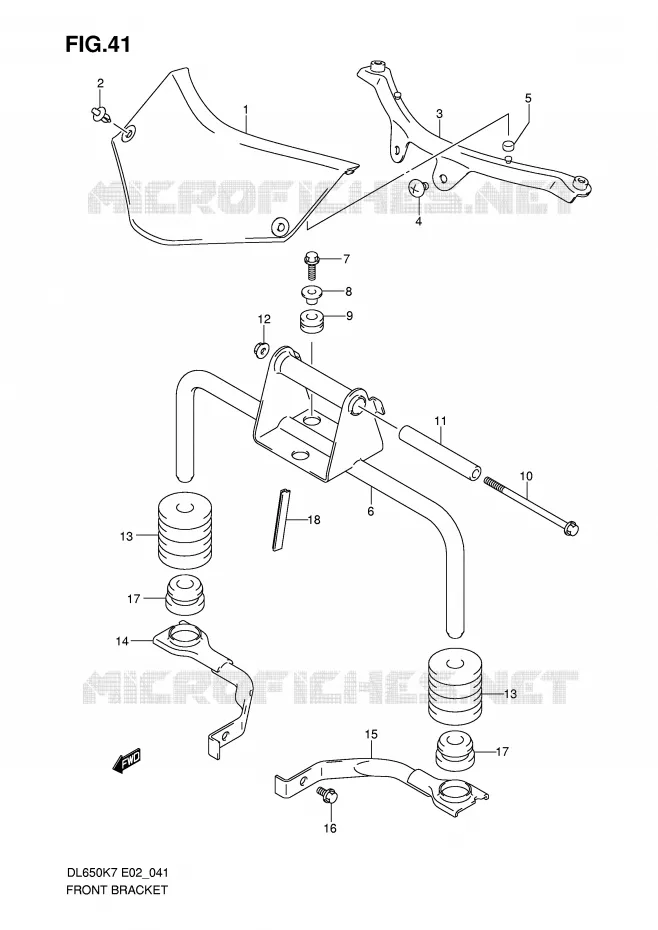 SUPPORTS AVANT Suzuki MOTO 650 V-STROM 2010  DL650AL0(E2)