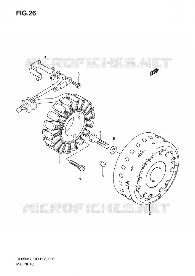 ALLUMAGE ROTOR - STATOR (MODEL K7) Suzuki MOTO 650 V-STROM 2008  DL650AK8(E3/E28)