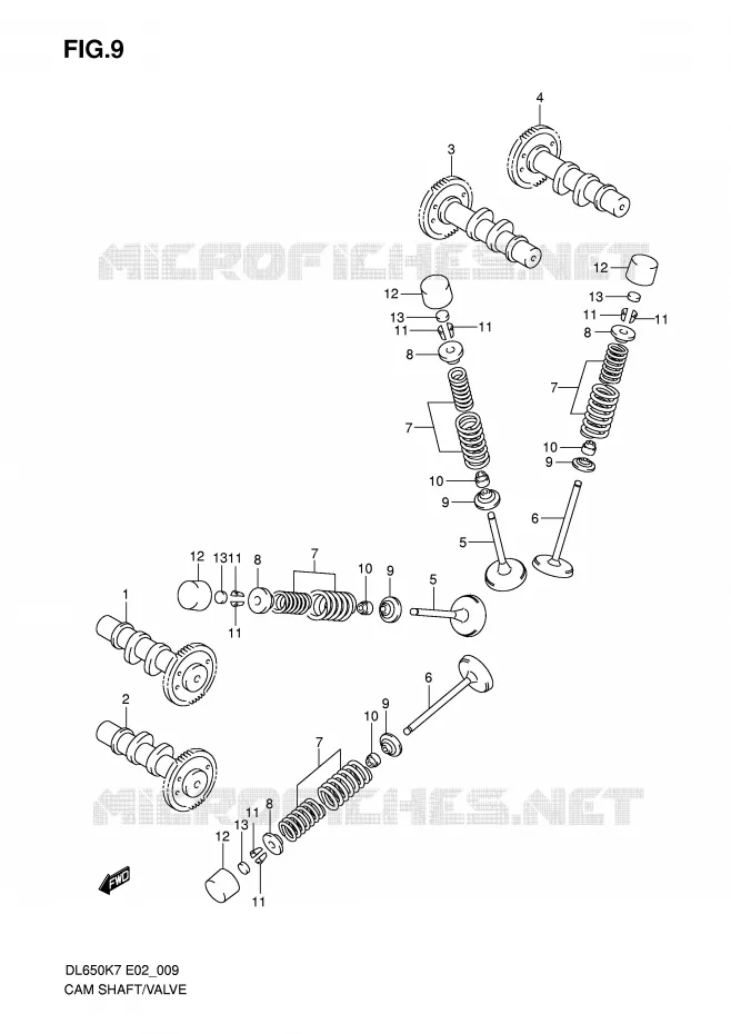 ARBRE A CAMES - SOUPAPES Suzuki MOTO 650 V-STROM 2009  DL650UEK9(E2)