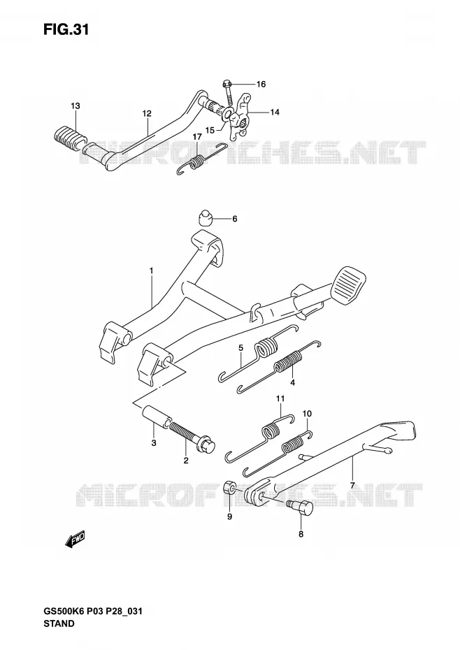 BEQUILLE (MODELE K3) Suzuki MOTO 500 GS-F 2005  GS500FK5(P3)