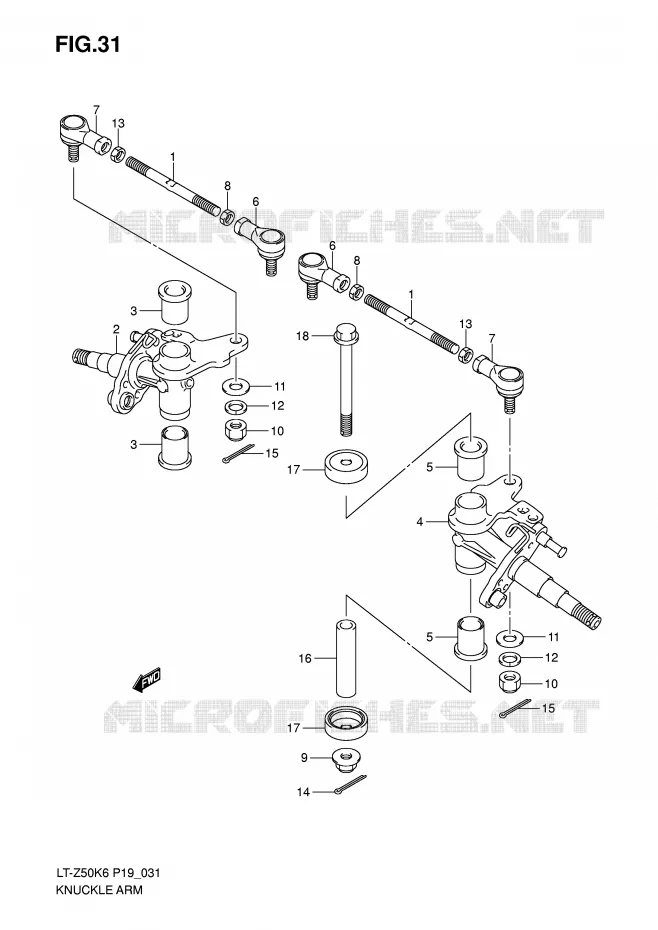BIELLETTE DE DIRECTION - MOYEU Suzuki QUAD 50 QUADSPORT 2012  LT-Z50K9(P19)