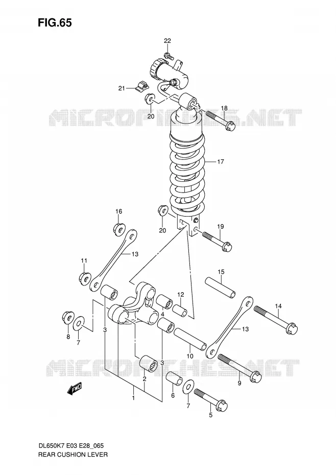 BIELLETTE DE SUSPENSION ARRIERE Suzuki MOTO 650 V-STROM 2010  DL650AL0(E3/E28)