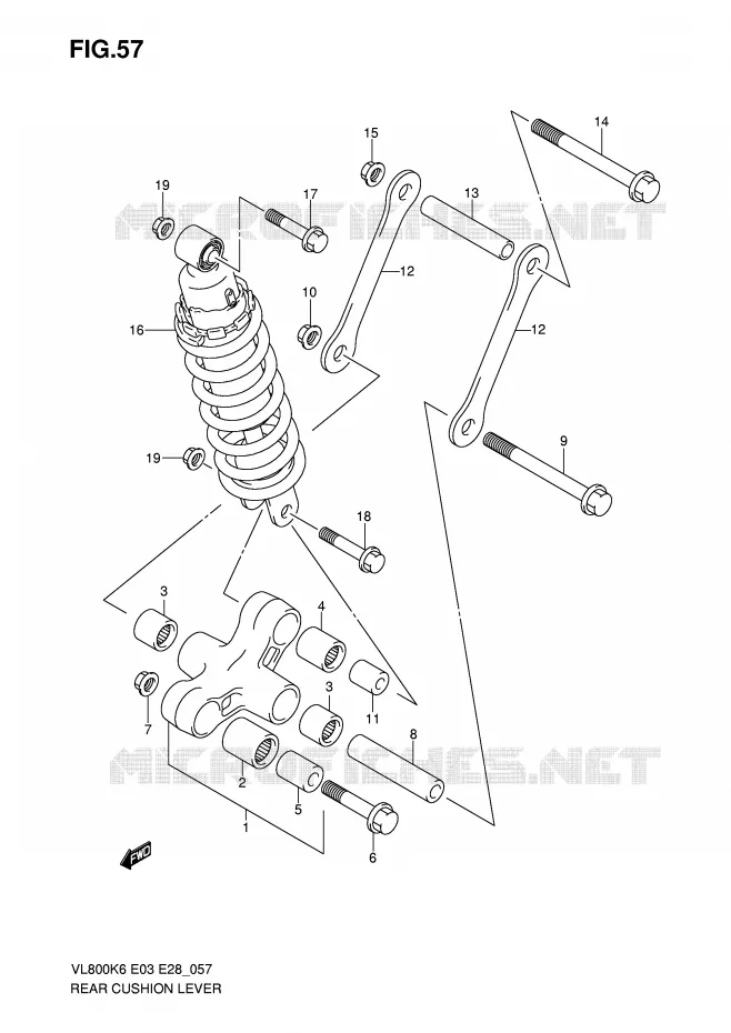 BIELLETTE DE SUSPENSION ARRIERE Suzuki MOTO 800 INTRUDER 2008  VL800K8(E3/E28)
