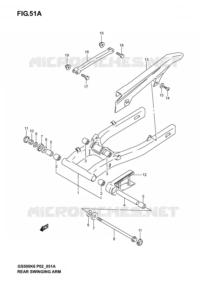 BRAS OSCILLANT ARRIERE (MODELE K4/K5/K6) Suzuki MOTO 500 GS-E 2005  GS500UK5(P19)