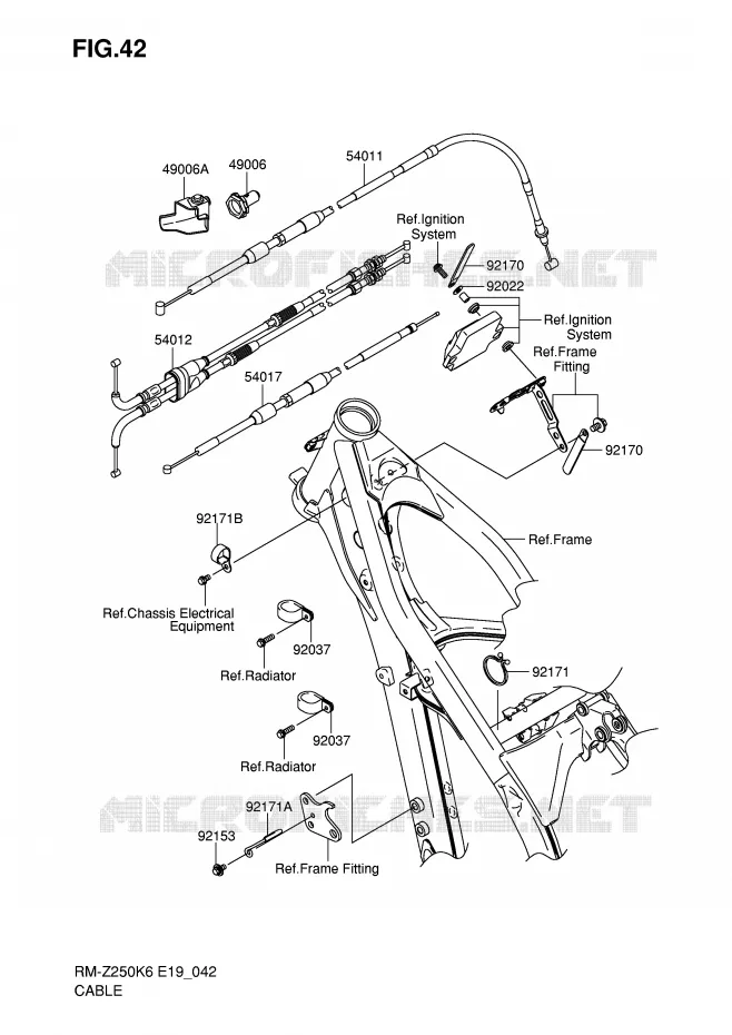 CABLES Suzuki MOTO 250 RM-Z 2006  RM-Z250K6(E19)