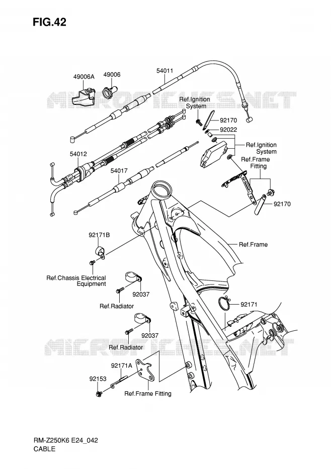 CABLES Suzuki MOTO 250 RM-Z 2006  RM-Z250K6(E24)
