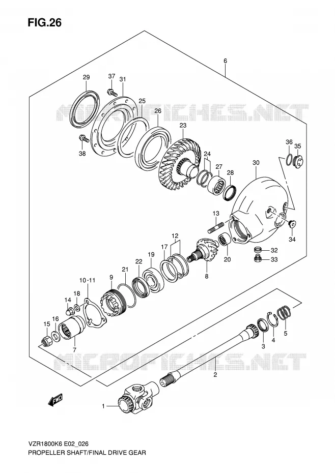 CARDAN - COUPLE CONIQUE (MODEL K6/K7) Suzuki MOTO 1800 INTRUDER 2007  VZR1800ZU2K7(E2)