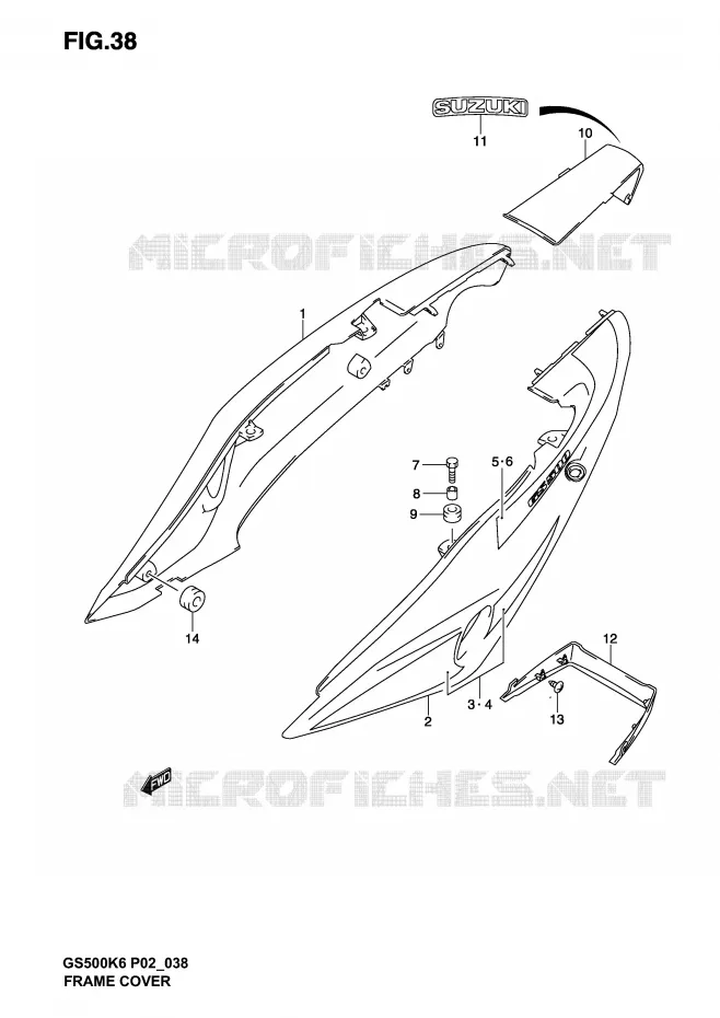 CARENAGES ARRIERE  (MODELE K3) Suzuki MOTO 500 GS-F 2006  GS500FK6(P19)