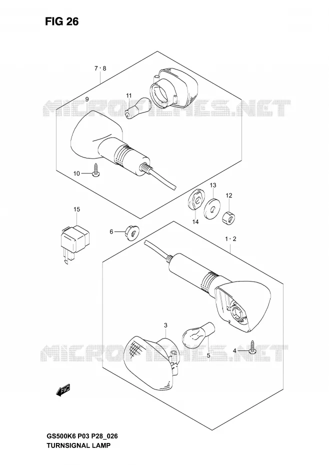 CLIGNOTANTS (MODELE K3) Suzuki MOTO 500 GS-E 2004  GS500K4(P3)