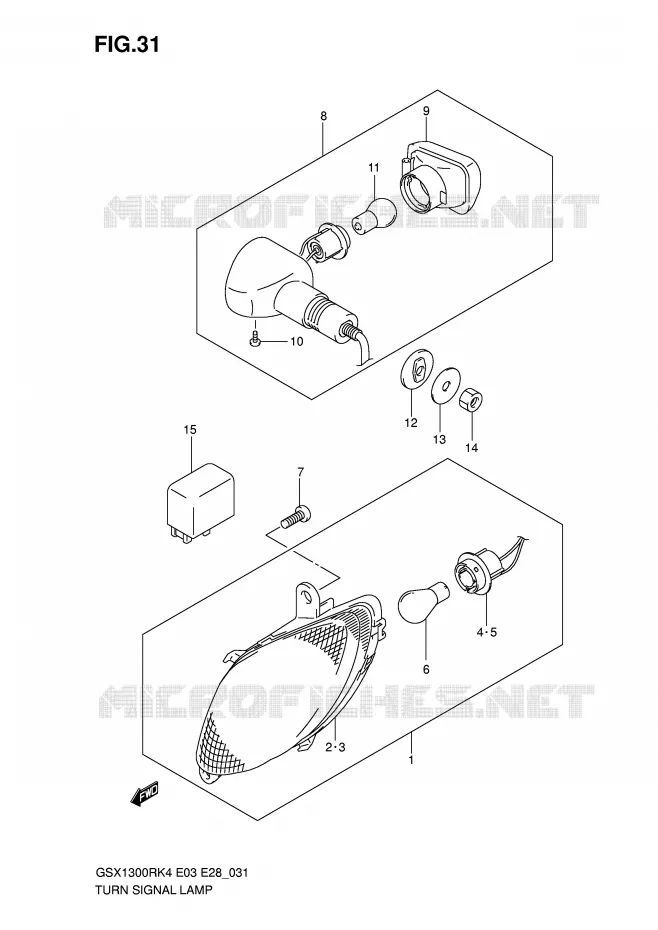CLIGNOTANTS (MODELE K4) Suzuki MOTO 1300 HAYABUSA 2006  GSX1300RZK6(E3/E28)