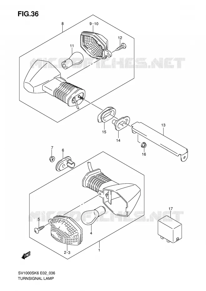 CLIGNOTANTS (SV1000S/S1/S2) Suzuki MOTO 1000 SV 2006  SV1000S1K6(E2)