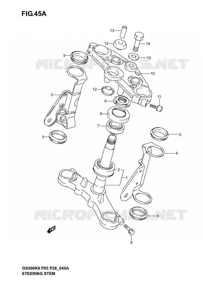 COLONNE DE DIRECTION (GS500K4/K5/K6 P28) Suzuki MOTO 500 GS-F 2005  GS500FK5(P3)