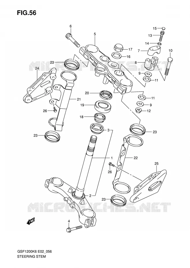 COLONNE DE DIRECTION (GSF1200K6/AK6) Suzuki MOTO 1200 BANDIT-S 2006  GSF1200SK6(E2)