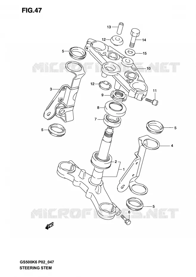 COLONNE DE DIRECTION (MODELE K3) Suzuki MOTO 500 GS-E 2006  GS500K6(P19)