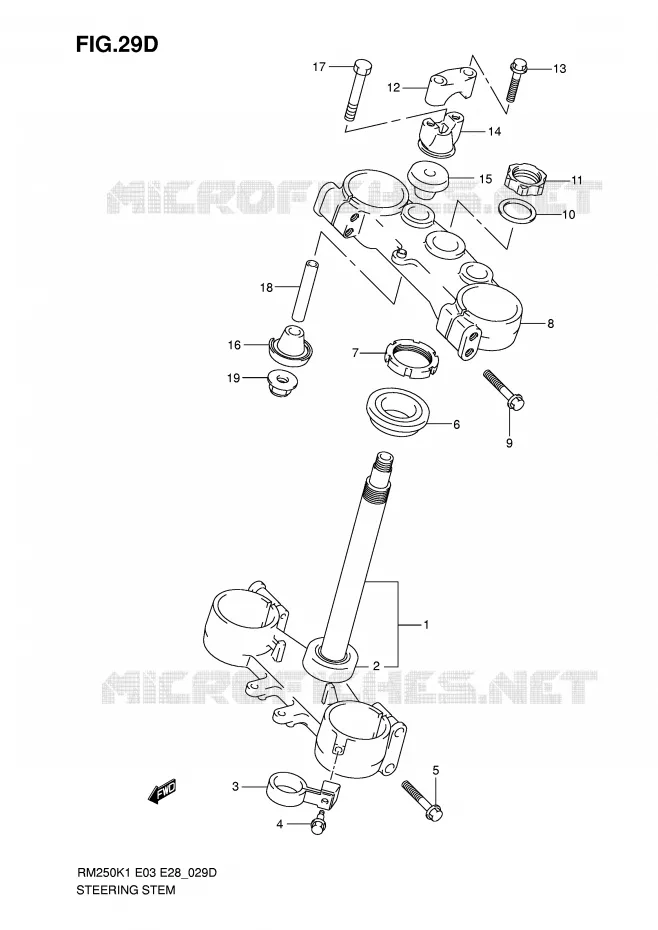 COLONNE DE DIRECTION (MODELE K5) Suzuki MOTO 250 RM 2006  RM250K6(E3/E28)