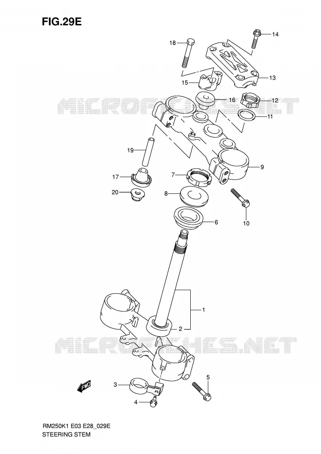 COLONNE DE DIRECTION (MODELE K6) Suzuki MOTO 250 RM 2006  RM250K6(E3/E28)