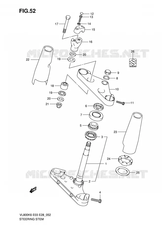 COLONNE DE DIRECTION Suzuki MOTO 800 VOLUSIA 2006  VL800K6(E3/E28)