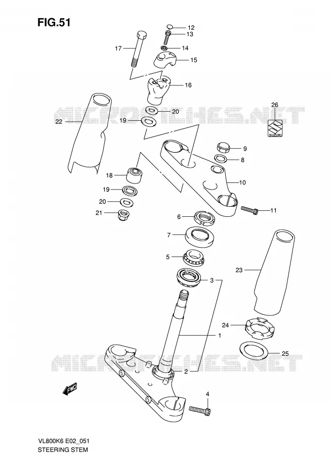 COLONNE DE DIRECTION Suzuki MOTO 800 VOLUSIA 2007  VL800UEK7(E2)