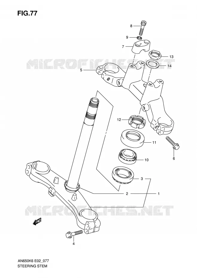 COLONNE DE DIRECTION Suzuki SCOOTER 650 BURGMAN 2006  AN650K6(E2)