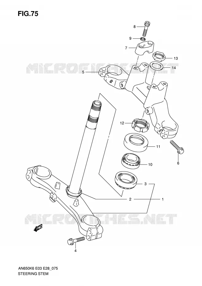COLONNE DE DIRECTION Suzuki SCOOTER 650 BURGMAN 2007  AN650K7(E3/E28)