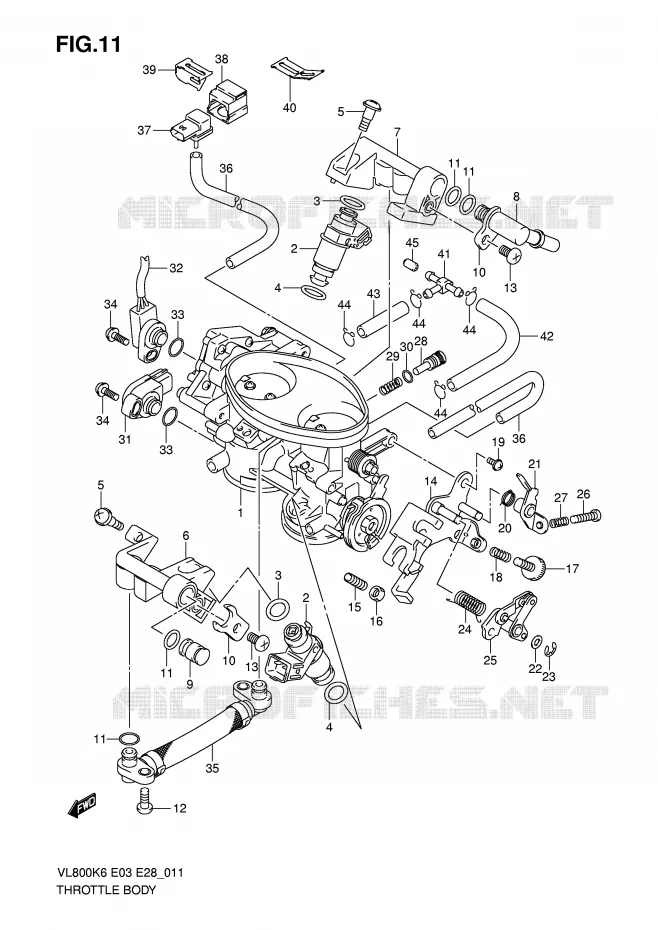 CORPS DE PAPILLON (MODEL K6/K7/K8) Suzuki MOTO 800 VOLUSIA 2009  VL800CK9(E3/E28)