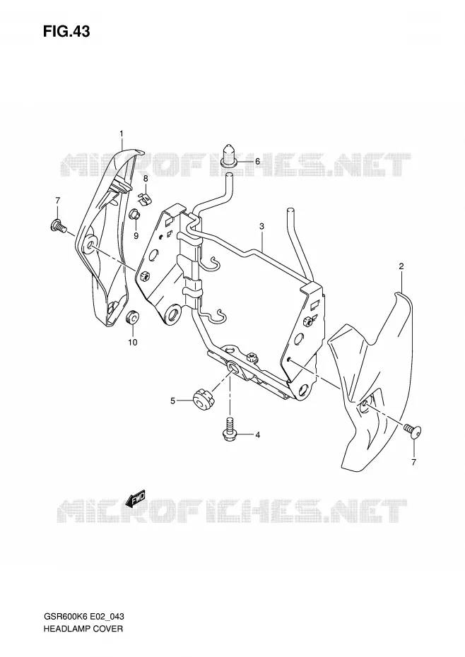 COUVERCLE DE PHARE (MODEL K6/K7) Suzuki MOTO 600 GSR 2010  GSR600AL0(E2)