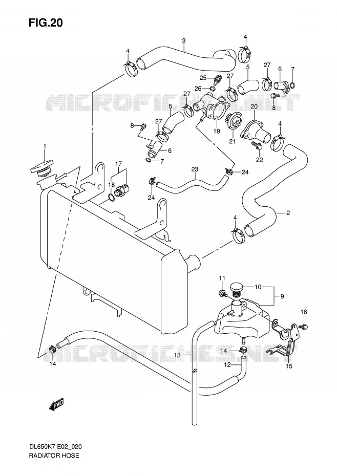 DURITE DE RADIATEUR Suzuki MOTO 650 V-STROM 2008  DL650AK8(E2)