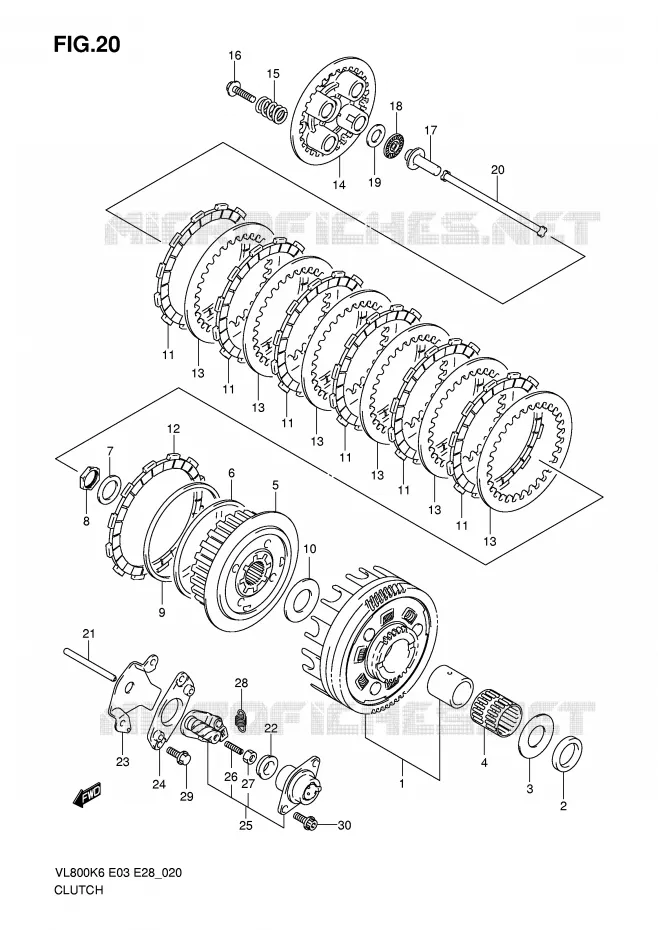 EMBRAYAGE Suzuki MOTO 800 INTRUDER 2007  VL800TK7(E3/E28)
