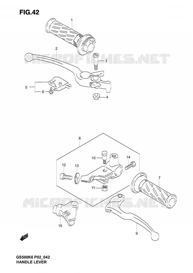 ENSEMBLE LEVIERS - POIGNEES Suzuki MOTO 500 GS-E 2006  GS500K6(P19)
