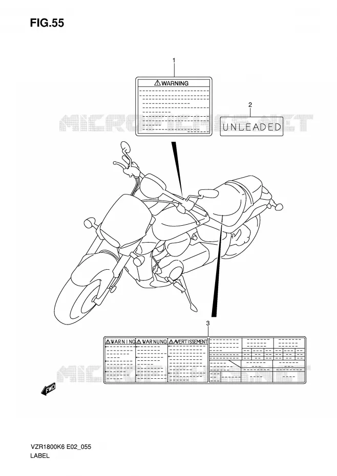 ETIQUETTE Suzuki MOTO 1800 INTRUDER 2007  VZR1800ZU2K7(E2)