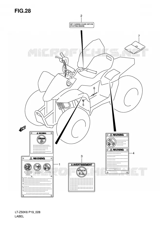 ETIQUETTE Suzuki QUAD 50 QUADSPORT 2013  LT-Z50L0(P19)