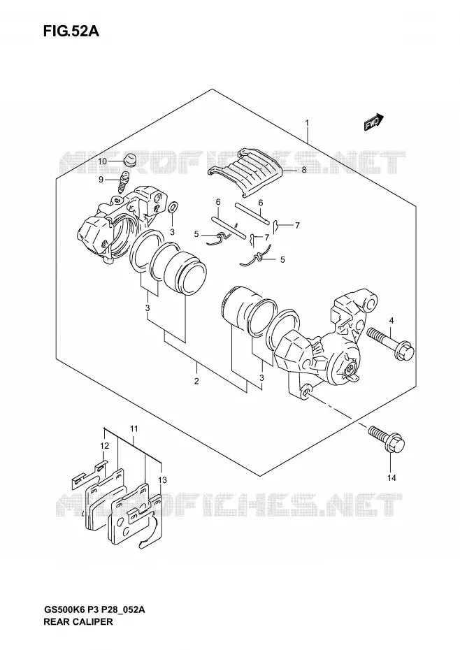 ETRIER DE FREIN ARRIERE (MODELE K4/K5/K6) Suzuki MOTO 500 GS-F 2005  GS500FK5(P3)