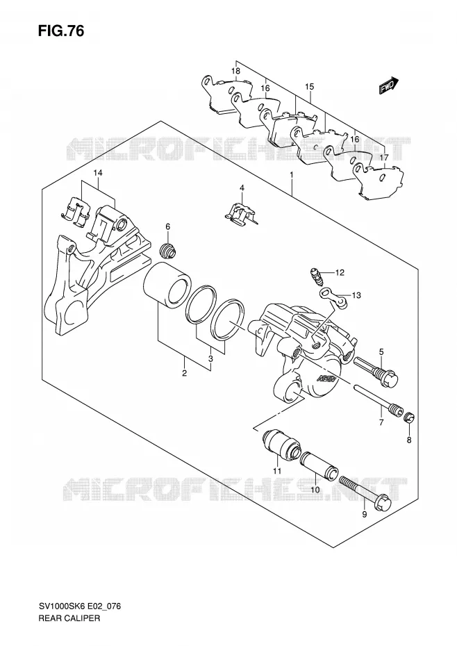 ETRIER DE FREIN ARRIERE Suzuki MOTO 1000 SV 2007  SV1000U2K7(E2)