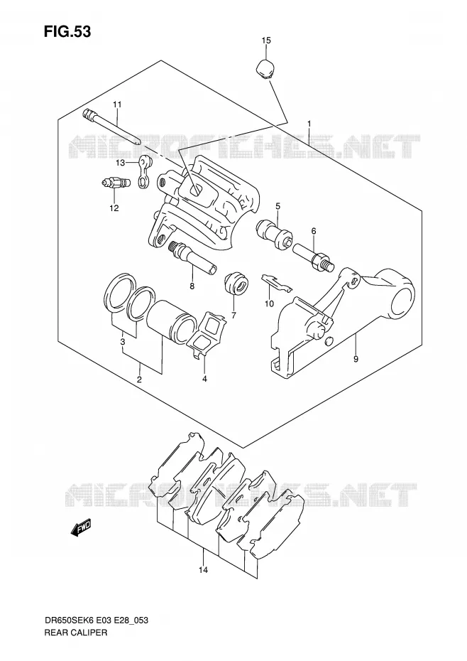 ETRIER DE FREIN ARRIERE Suzuki MOTO 650 DR 2007  DR650SEK7(E3/E28)