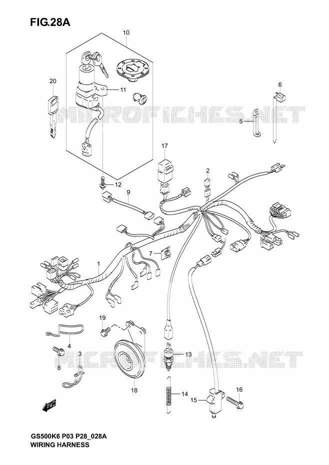 FAISCEAU ELECTRIQUE (GS500K4/K5/K6 P28) Suzuki MOTO 500 GS-E 2006  GS500K6(P3)