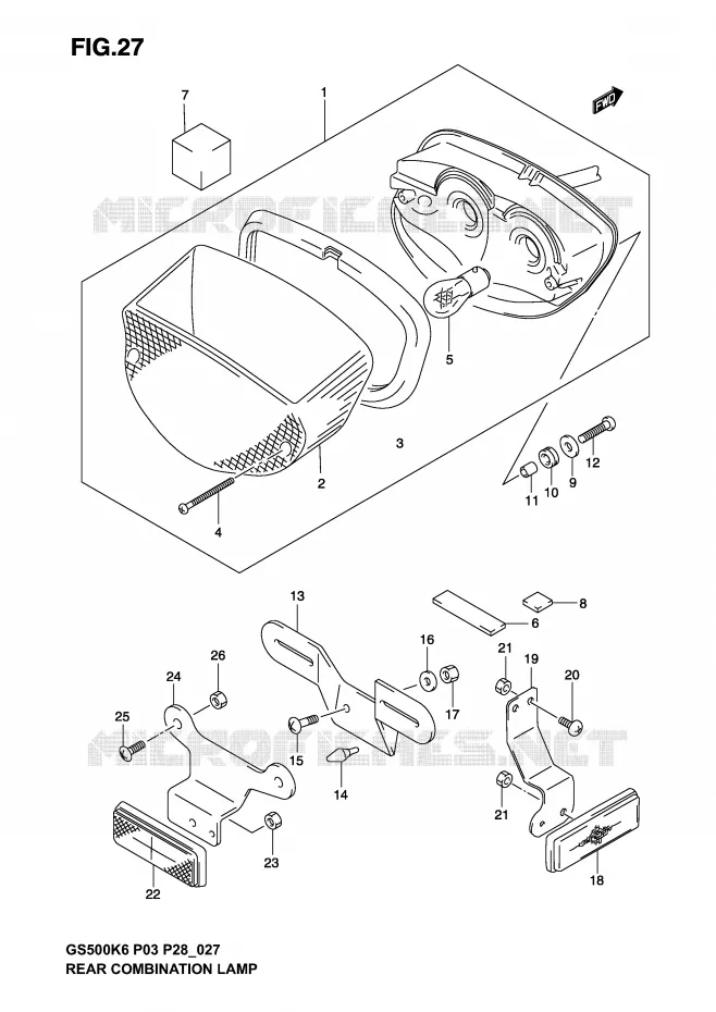 FEU ARRIERE (MODELE K3) Suzuki MOTO 500 GS-F 2004  GS500FK4(P3)