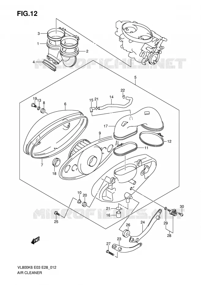 FILTRE A AIR (MODEL K6/K7/K8) Suzuki MOTO 800 VOLUSIA 2009  VL800CK9(E3/E28)