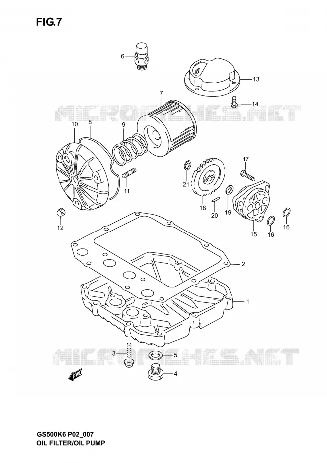 FILTRE A HUILE - POMPE A HUILE Suzuki MOTO 500 GS-F 2006  GS500FK6(P19)
