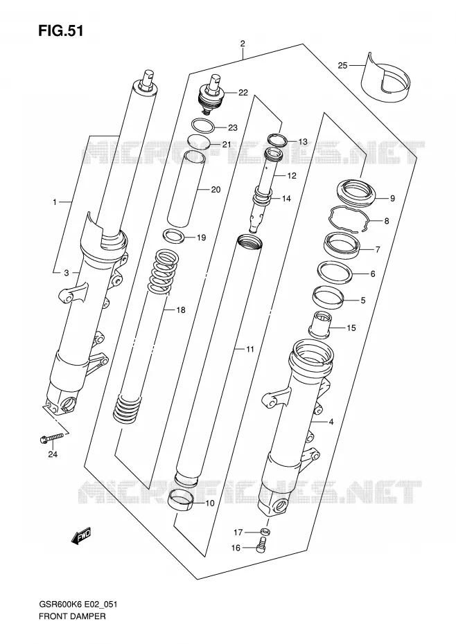 FOURCHE (MODEL K6/K7) Suzuki MOTO 600 GSR 2010  GSR600L0(E2)