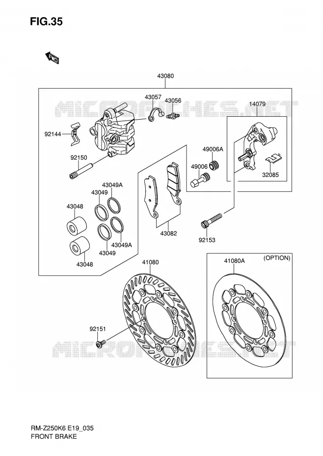 FREIN AVANT Suzuki MOTO 250 RM-Z 2006  RM-Z250K6(E19)