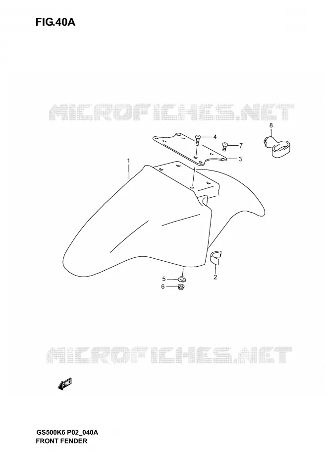 GARDE BOUE AVANT (MODELE K4) Suzuki MOTO 500 GS-F 2005  GS500FK5(P19)