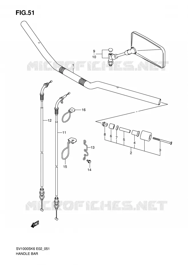 GUIDON (SV1000/U1/U2) Suzuki MOTO 1000 SV 2006  SV1000S1K6(E2)