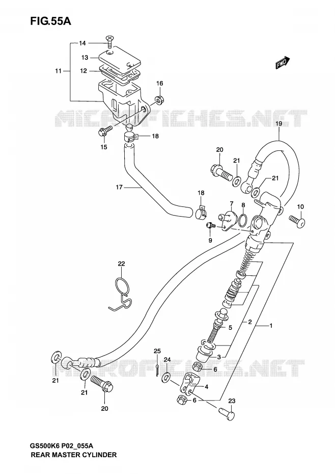 MAITRE CYLINDRE ARRIERE (MODELE K4/K5/K6) Suzuki MOTO 500 GS-F 2006  GS500FUK6(P19)