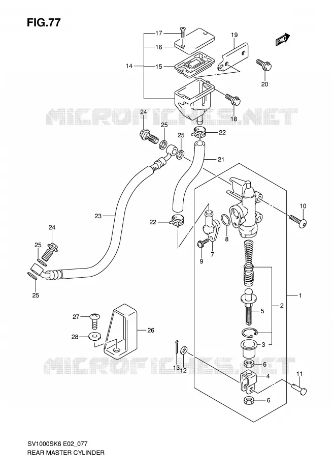 MAITRE CYLINDRE ARRIERE Suzuki MOTO 1000 SV 2006  SV1000U2K6(E2)