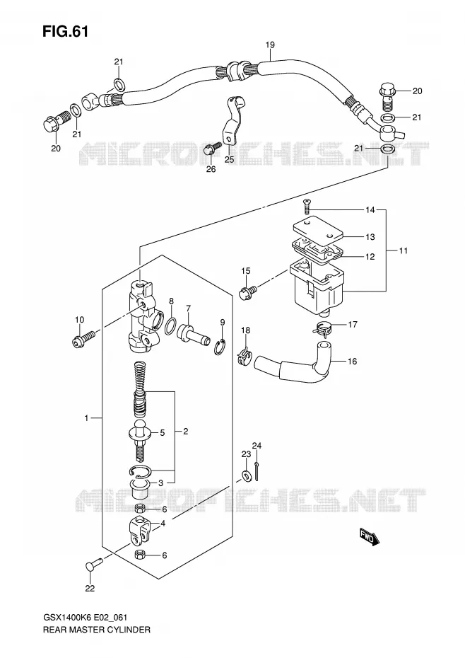 MAITRE CYLINDRE ARRIERE Suzuki MOTO 1400 GSX 2007  GSX1400ZK7(E2)