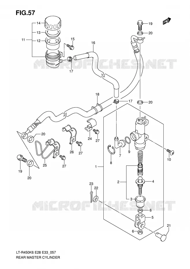 MAITRE CYLINDRE ARRIERE Suzuki QUAD 450 QUADRACER 2010  LT-R450L0(E28/E33)