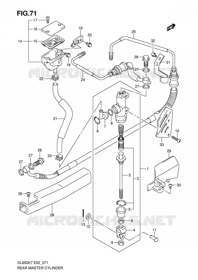 MAITRE CYLINDRE DE FREIN ARRIERE (DL650AK7/AK8/AK9/AL0/AUEL0) Suzuki MOTO 650 V-STROM 2010  DL650AL0(E2)