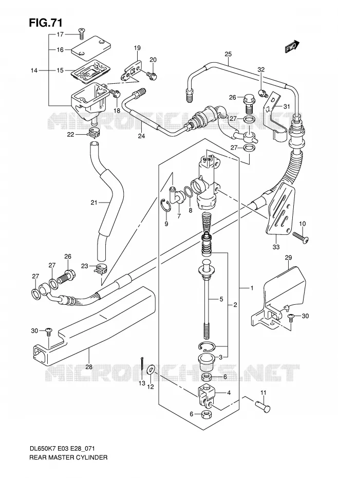 MAITRE CYLINDRE DE FREIN ARRIERE (DL650AK7/AK8/AK9/AL0) Suzuki MOTO 650 V-STROM 2007  DL650K7(E3/E28)
